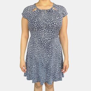 Michael Kors Stretchy Jersey Knit Fit and Flare Cut-Out Dress S